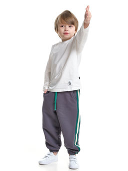 Брюки с лампасом для мальчика штаны спортивные 22-7681 светлый графит - Mini maxi фото 5