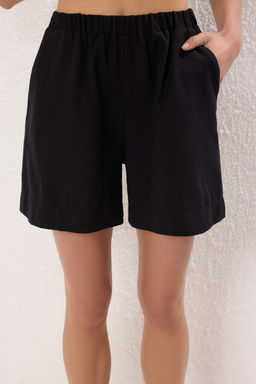 Siyah Baglamal? Keten Gorunumlu Bluz Ve Sort Dokuma Alt-Ust Tak?m TWOSS25AU00115 - Trendyolmilla фото 3