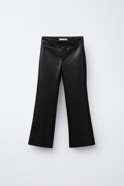 FAUX LEATHER FLARE TROUSERS