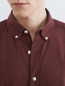 Regular Fit Keten G?r?n?ml? Erkek G?mlek