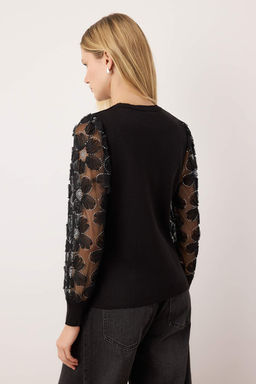 Ekru Tul Garnili Kol Detayl? Triko Kazak TWOAW26KZ00164 - Trendyolmilla фото 8