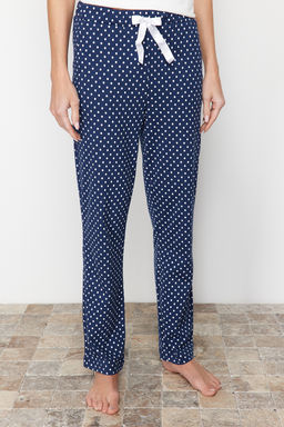 Trendyolmilla Beyaz-Cok Renkli Pamuklu Puantiyeli Orme Pijama Tak?m? THMSS24PT00323