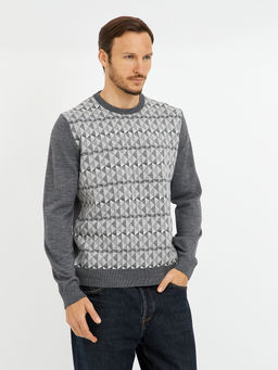 джемпер мужской с ромбами с добавлением шерсти