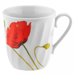 Кружка фарфоровая "Алый мак" 350мл, д9см, h10см, форма "Витая" (Россия)