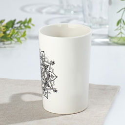 Кружка фарфоровая Доляна Мандала, 380 мл, чёрный узор  фото 2