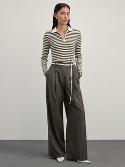 Лонгслив в полоску с молнией из вискозы / Zarina  фото 2