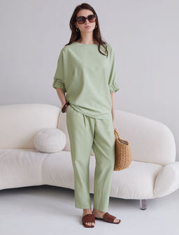 Свободная блузка с вырезом лодочка из плотного лиоцелла