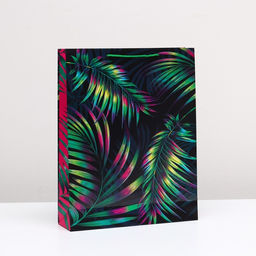 Пакет подарочный Пальма в неоне 33 х 42,5 х 10 см