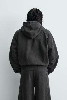 SUDADERA CROPPED FIT  CAPUCHA / Antracita oscuro - Zara фото 3