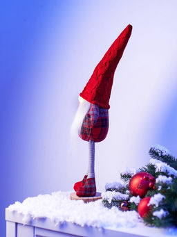 Фигура текстиль «Гном в красном» 55 см, 1 LED, от батареек AG13×3, свечение тёплое белое