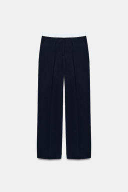 PANTAL?N RECTO CINTURA CONTRASTE / Marino