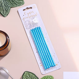 Цена за 2 шт. Свечи для торта «Классические» с подставкой, 13 см, 6 шт., голубые