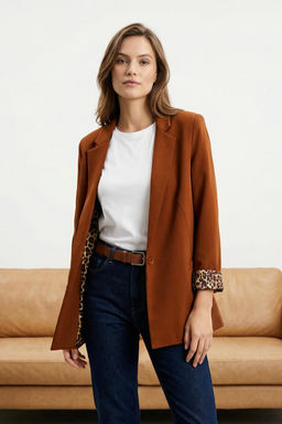 Kahverengi Regular Astar Detayl? Dokuma Blazer Ceket TWOAW20CE0316