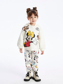 Minnie Mouse Bask?l? K?z Bebek Hoodie ve E?ofman Alt? 2li Tak?m - Waikiki фото 2
