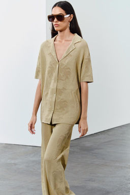 OVERSIZE JACQUARD KNIT POLO SHIRT - Zara фото 3