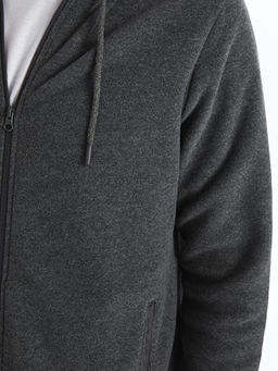 Kap??onlu Uzun Kollu Erkek Fermuarl? Sweatshirt