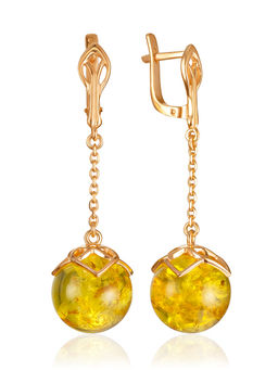 Изысканные серьги из натурального лимонного янтаря Сен Жермен