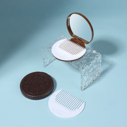 Цена за 2 шт. Зеркало складное Шоколадное чудо, с расчёской, d=6.6 см, МИКС - Qf фото 2