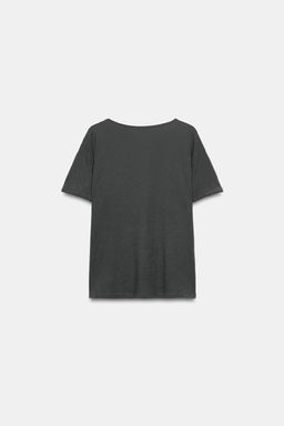 CAMISETA BOLSILLO ALGOD?N / Gris antracita - Zara фото 5