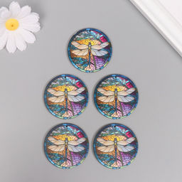 Цена за 5 шт. Декор для творчества дерево Стрекоза. Витраж, 4.64.60.3 см - Арт узор фото 3