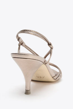 LEATHER KNOTTED STRAPPY SANDALS - Zara фото 5