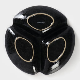 Менажница 3 ячейки Magistro «Ночной дождь», 20.5×3 см, фарфор, чёрная