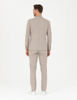 A__k Kahverengi Ex. Slim Fit Keten Kar___ml_ Kuma_ Pantolon