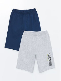 Beli Lastikli Bask?l? Erkek ?ocuk Pijama ?ort 2li
