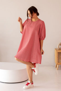 Платье МП-2211 клетка красная