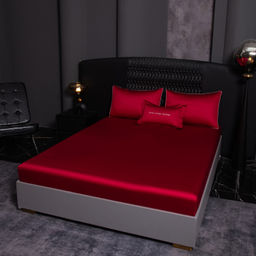 Комплект постельного белья Однотонный Сатин Премиум на резинке OCPR013 180*200*30;160*200*30;140*200*30 2 спальный 4 Наволочки