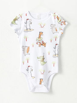 Bisiklet Yaka Uzun Kollu Bask?l? Erkek Bebek ??t??tl? Bodysuit 2li