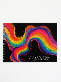 Альбом для рисования на гребне, 40 листов "Цветные мелки"