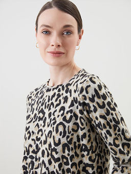 Bisiklet Yaka Leopar Desenli Kad?n Bluz
