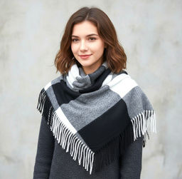 Платок из кашемира и шерсти, цвет синий - Greta фото 2