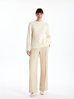 Bisiklet Yaka Kendinden Desenli Kad?n Triko Kazak