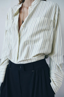 CAMISA RAYAS CUELLO MAO ZW COLLECTION / Azul / Blanco