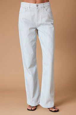 Cok Renkli DOKUMLU Cizgili Yuksek Bel Straight Duz Kesim Jeans TWOSS26JE00236 - Trendyolmilla фото 3