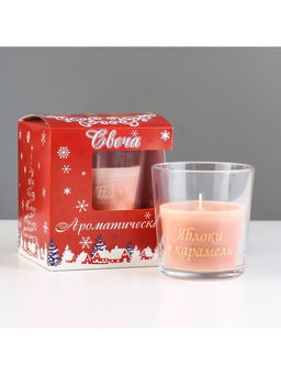 Ароматическая свеча в стакане «Яблоки в карамели», 6.5×8 см, бежевый