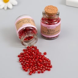 Бисер круглый 6/0 в бутылочке «Красный», прозрачно-цветной 2×20 г, набор 2 шт.