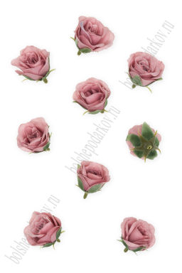 Головки цветов "Роза" 4 см (10 шт) SF-7874, дымчато-розовый