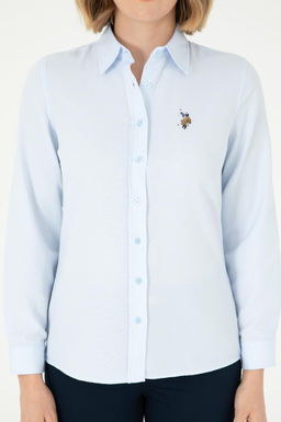 Женская голубая базовая рубашка с длинным рукавом - U.s. polo assn фото 11