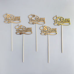 Цена за 5 шт. Топпер С Днём Рождения 1 шт, в фасовке 5 разных, МИКС Дарим Красиво  фото 3