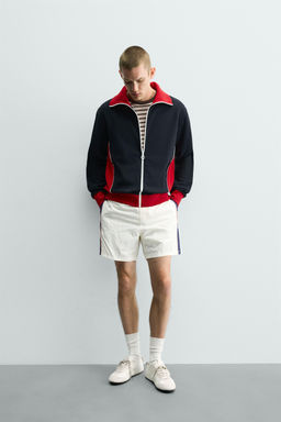 CHAQUETA COLOR BLOCK RETRO / Marino