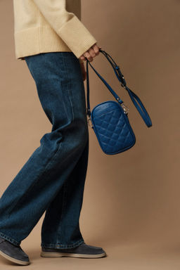 Сумка кожаная Azaro 30832 синяя гуашь