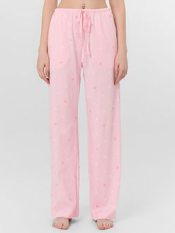 Брюки домашние женские розовые с узором