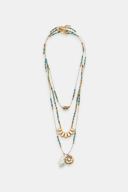 PACK 3 COLLARES CADENA ABALORIOS / Dorado - Zara фото 2