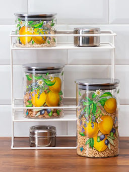 ЕМКОСТЬ ДЛЯ СЫПУЧИХ AGNESS ПРОВАНС ЛИМОНЫ , 700 МЛ БОРОСИЛИКАТНОЕ СТЕКЛО 10*13 СМ фото 5