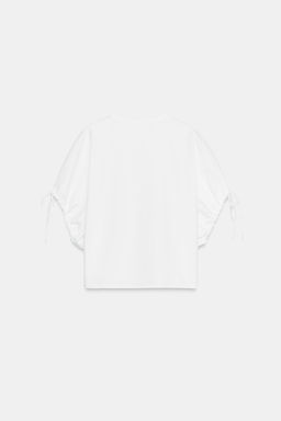 COTTON T-SHIRT WITH TIES - Zara фото 9