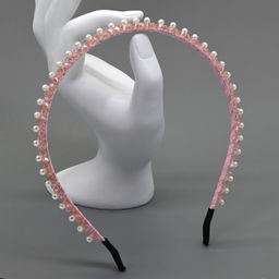 Ободок для волос с цирконом, цвет розовый
