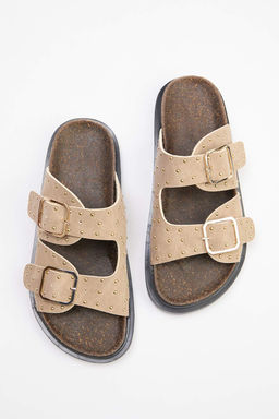 Bej Nubuk Trok Detayl? Kad?n Terlik TAKSS26TE00001